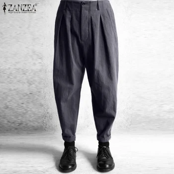 

ZANZEA Vintage High Waist Cotton Harem Pants Spring Elegant Solid Turnip Pantalon Women Casual Long Trousers Female Palazzo 7