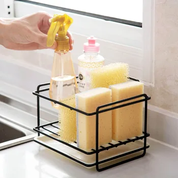 

Sponge Soap Storage Drainer Kitchen Sink Organizer Dish Washing Cloth Brush Holder Metal Shelf Bathroom Organizer