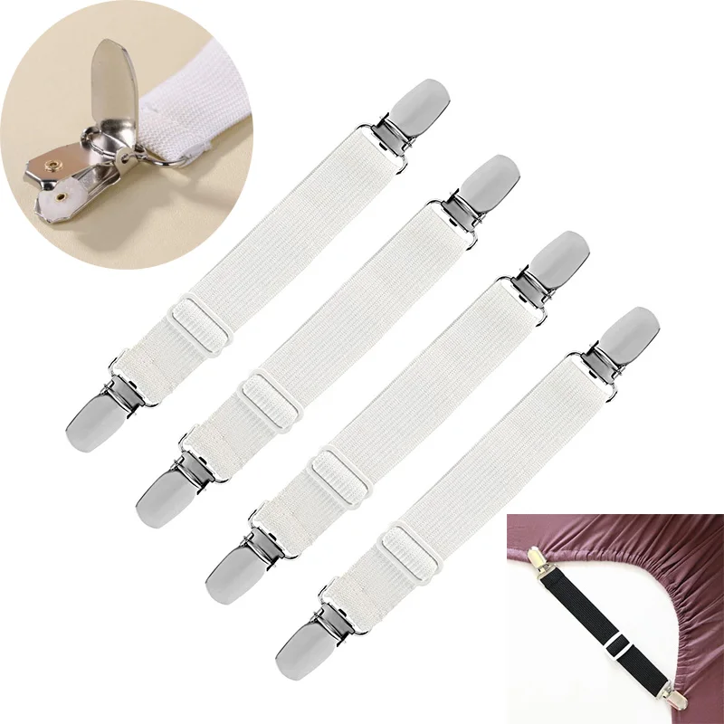 Bed Sheet Clips 2Pcs Adjustable Bed Fasteners Suspenders Elastic Cross Sofa Tablecloth Clips