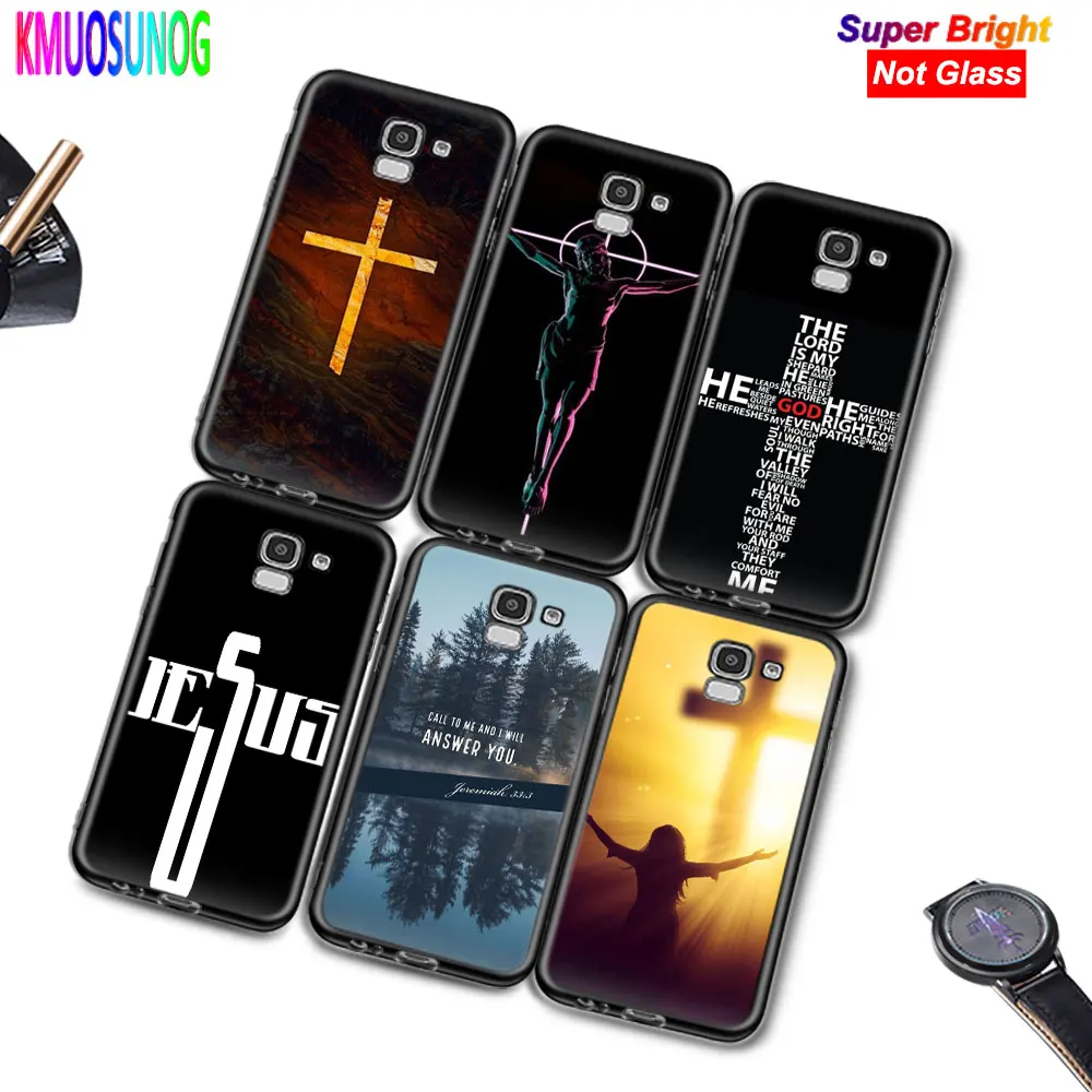 Черный силиконовый чехол с цитатой из Библии и Иисусом для Samsung Galaxy J2 J3 J4 J5 J6 J7 Plus