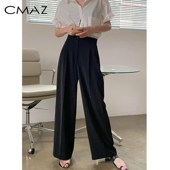 

CMAZ 2020 Spring New Pants Women Fashion Straight Trousers Fashion High Waist Pants Female CMAZ8319