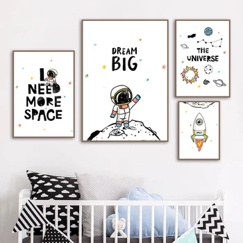 

Astronaut Rocket Planet Dream Big Nursery Wall Art Canvas Painting Nordic Posters Prints Wall Pictures Girl Boy Kids Room Decor