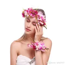 Богемные пляжные регулируемые кружева цветок головная повязка и браслет-гирлянда корона для свадьбы, невесты, подружки невесты венок для волос Бохо роскошь