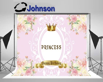 

Discount Princess Gold Crown Birthday Family Celebration background Computer print party backdrops