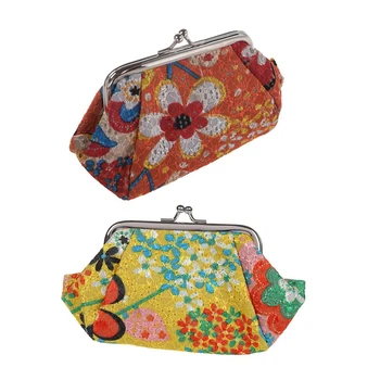 

2Pcs Women Fashion Cute Wallet Keys Pouch Coin Purse, Yellow & Orange
