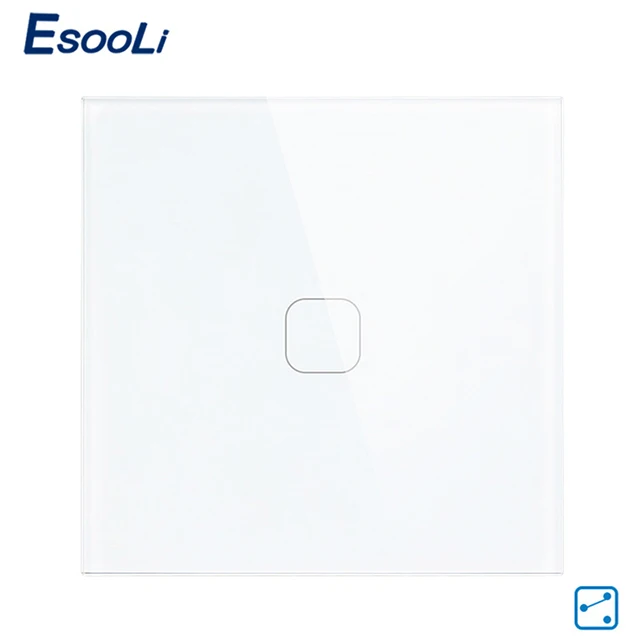 Esooli ЕС стандартный настенный светильник сенсорный переключатель 1/2 банды 2 способ управления настенный свет сенсорный экран переключатель, Хрустальная стеклянная панель - Цвет: 1 Gang 2 Way White