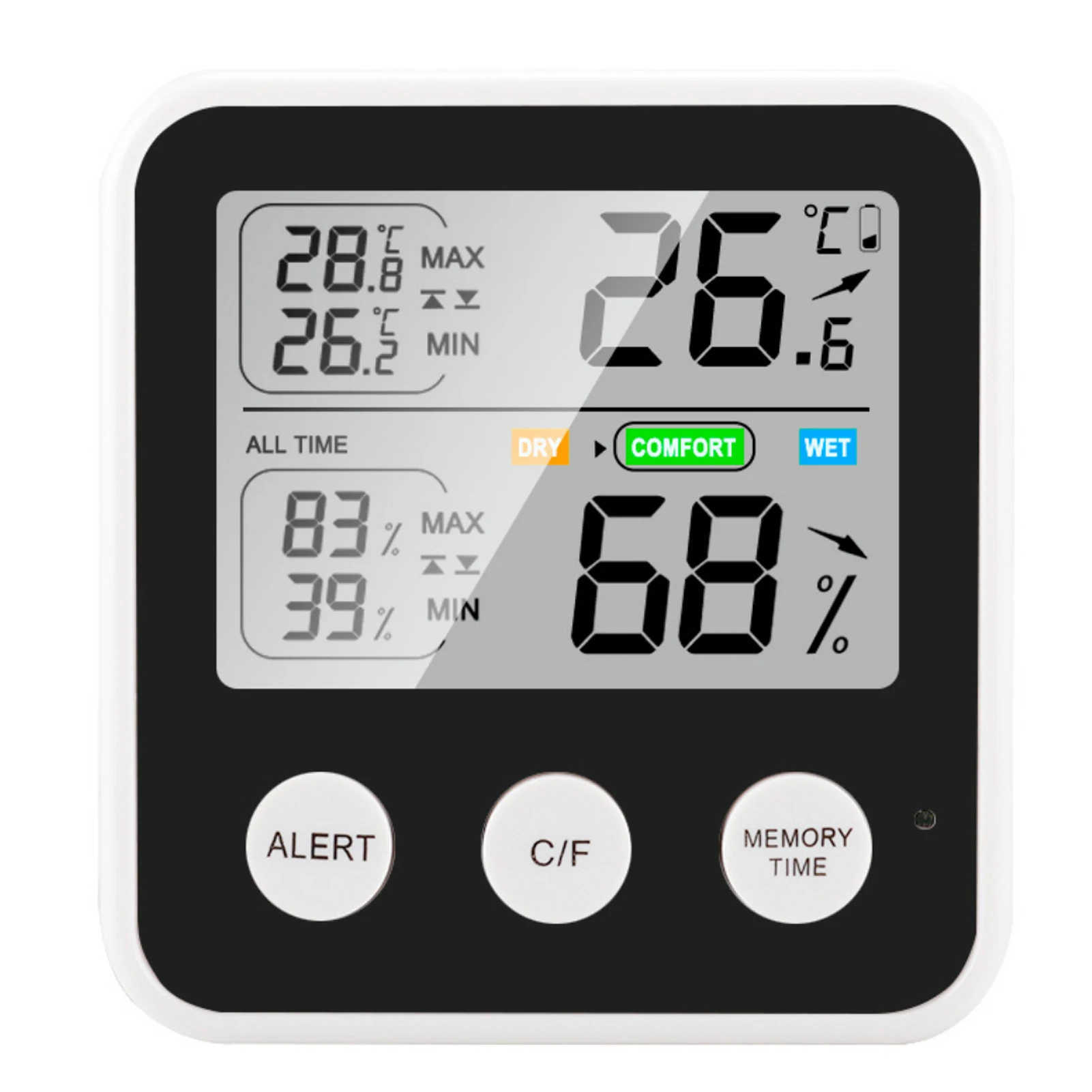 TenYua Household Digital LCD Display Hygrometer Thermometer Temperature Humidity Meter Clock Alarm 