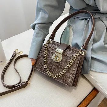 

2020 Stone Pattern Pu Leather Crossbody Bags For Women Summer Mini Shoulder Messenger Handbags Chain Design Totes Hand Bag