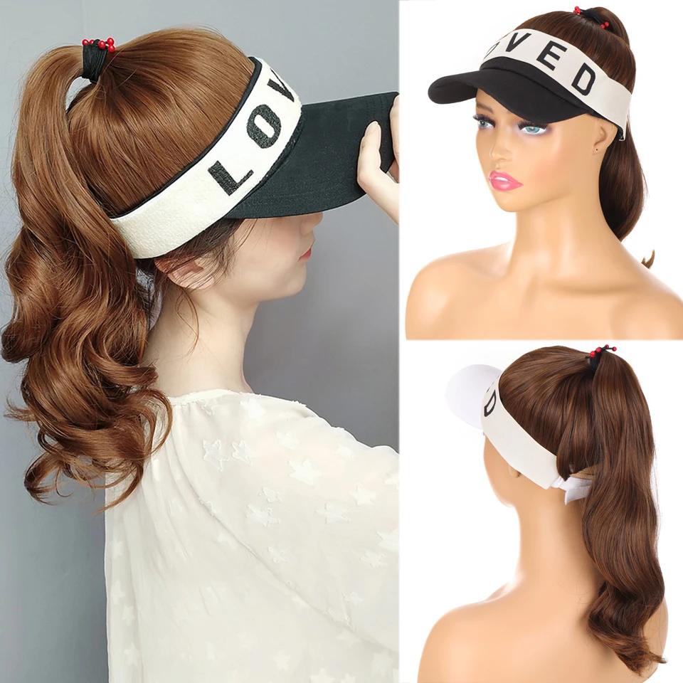 AILIADE-gorra de béisbol con pelo con pinchos para mujer, visera ajustable para el sol, visera con pelo con pinchos, sombrero de béisbol con pelucas