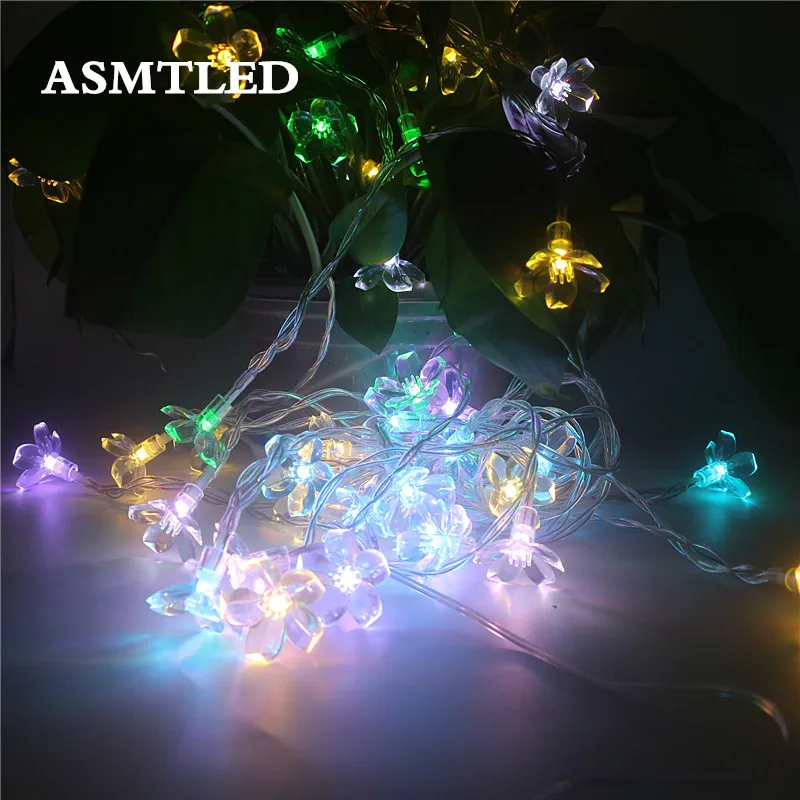 

ASMTLED DC5V 10m 60 LED Full Color String USB Lights Fairy Micro Cherry Blossoms Transparent Flower For Party Christmas Wedding