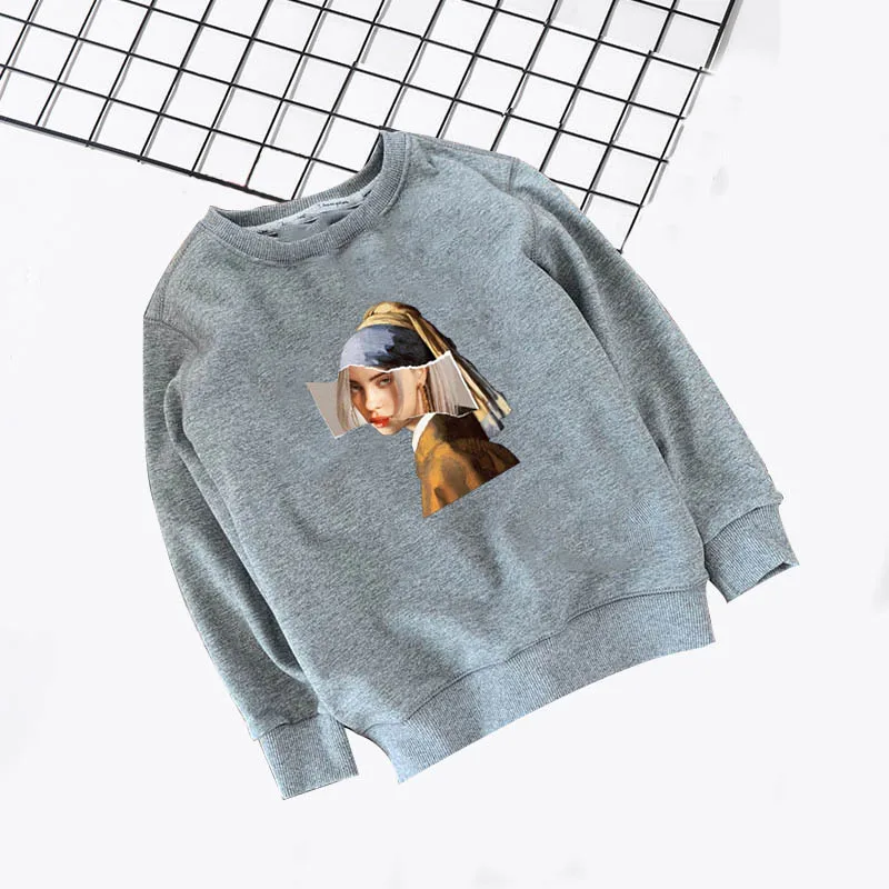kids hoodies 14 Г. Весенне-осенний костюм с капюшоном для маленьких девочек и мальчиков Billie Eilish, топы с длинными рукавами, хлопковая футболка, свитшоты одежда для малышей - Цвет: kids hoodies 14