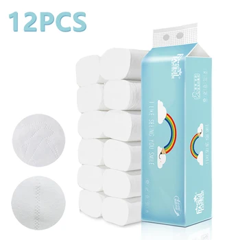 

12 Rolls Soft Toilet Roll Paper Tissue 4layers Household Rollss Paper Without Adjunct Home Bathroom Accessorie Fast Shipping