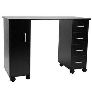 

Double-Sided MDF 1 Door Left 4 Pumps Manicure Table With Nylon Wheels Hand Pillow Black