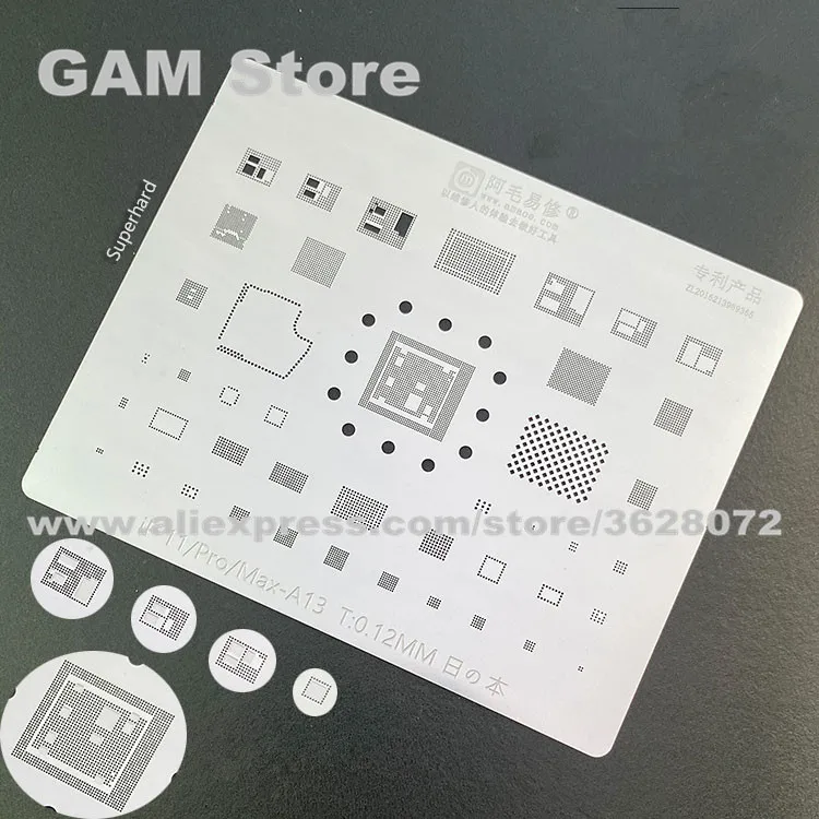 Для iPhone 11/Pro/Max BGA трафарет Reball A13 процессор ОЗУ Nand Flash IC чип шпильки олово для пайки сеть для растений 0,10 мм толщина теплового шаблон