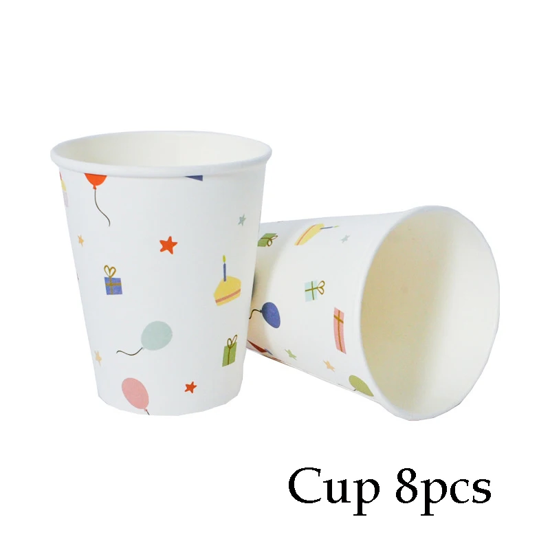 8pcs cups cartoon 8 шт. тематический мультяшный набор для вечеринки бумажная чашка день рождения для украшения детского душа фестиваль для детей девочек мальчиков одноразовая посуда - Цвет: 8pcs cups cartoon