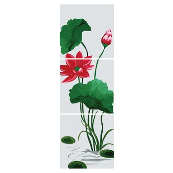 

3Pcs 50 X 50cm DIY Painting By Numbers Hand Painted Wall Decoration Set Without Frame For Home Decor - Lotus/Urban Girl/Daisy