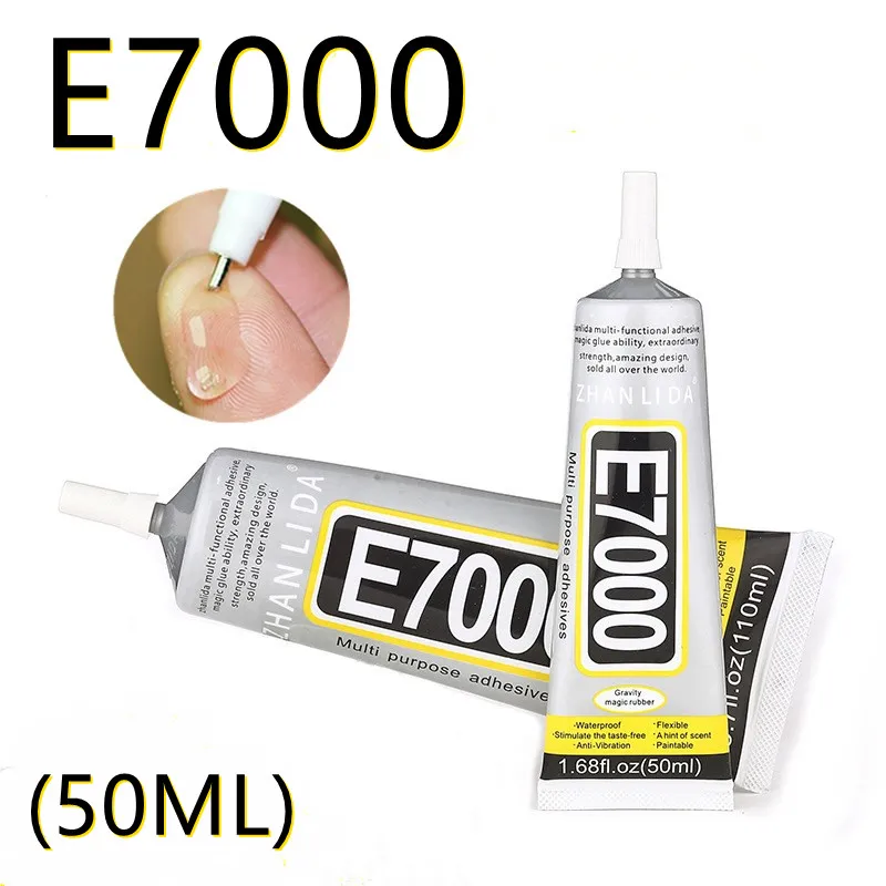 50ml E7000 Fully Transparent High Strength Liquid Rubber Glue for Metal  Glass Stone Porcelain Wood Leather Fabric Nylon Sponge