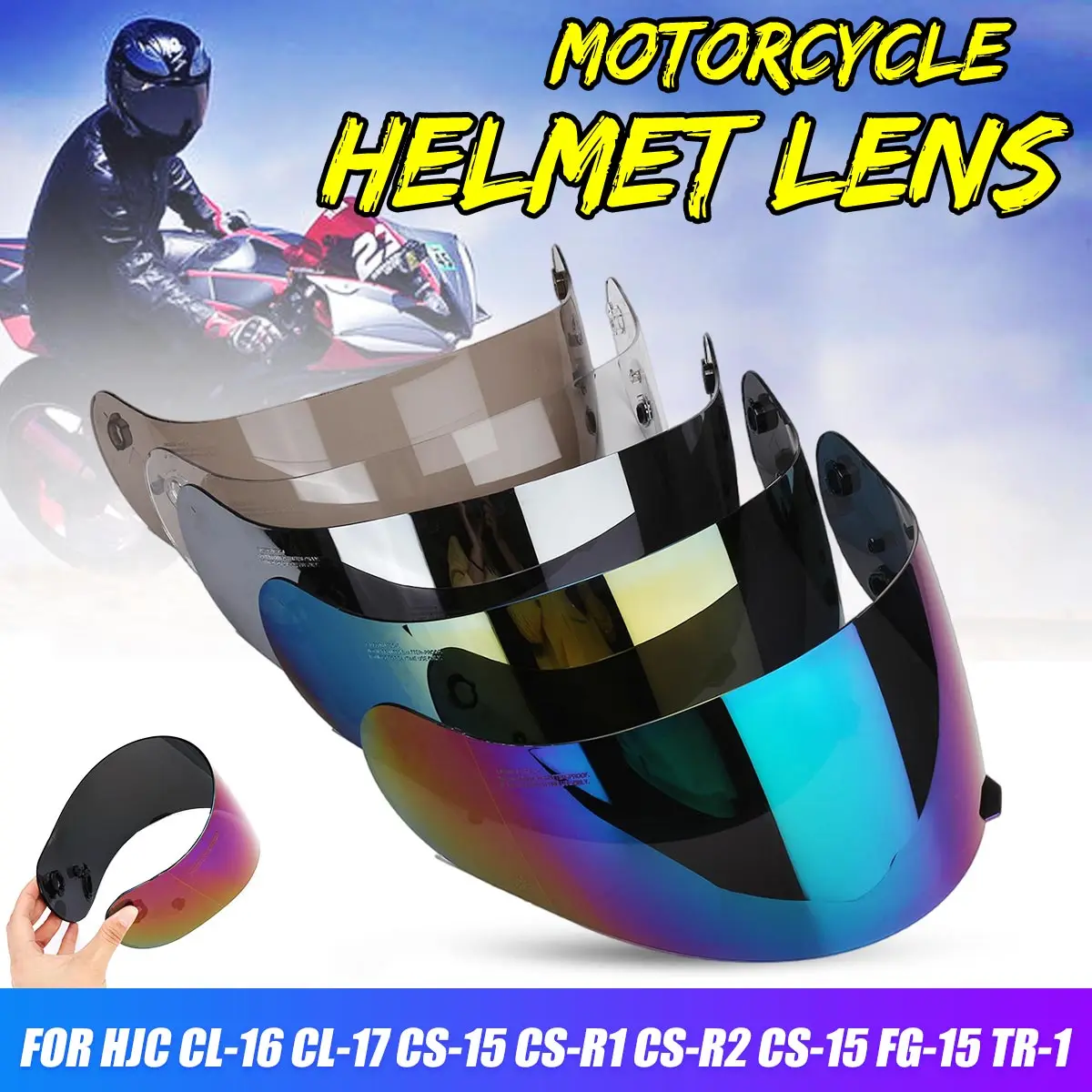 Visera para casco de lente de cara completa para HJC, CL-16, CL-17, CS-R1, CS-R2, CS-15, FG-15 - AliExpress Automóviles y motocicletas