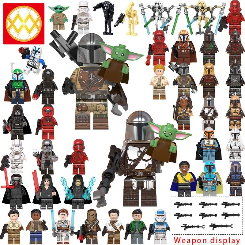 

WM899-A Mandalorian WM924 Baby Yoda Naves Star Rise of skywalker Wars 9 Kylo Rened Building Blocks Toys Figures