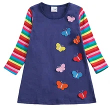 Хлопковое платье в полоску с длинными рукавами; сезон осень-зима; весеннее платье с радужной бабочкой и вырезом лодочкой для девочек; вечерние повседневные милые мягкие повседневные платья