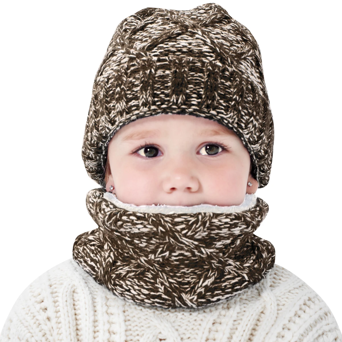 Комплект из 2 предметов, детский шарф-хомут для мальчиков и девочек, зимняя вязаная теплая шапка и теплый комплект с воротником