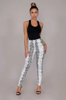 

Women Sexy High Waist Trouser Ladies Snakeskin Print Leggings Stretchy Printed Pencil Pants Skinny Slim Pants New Fashion Autumn