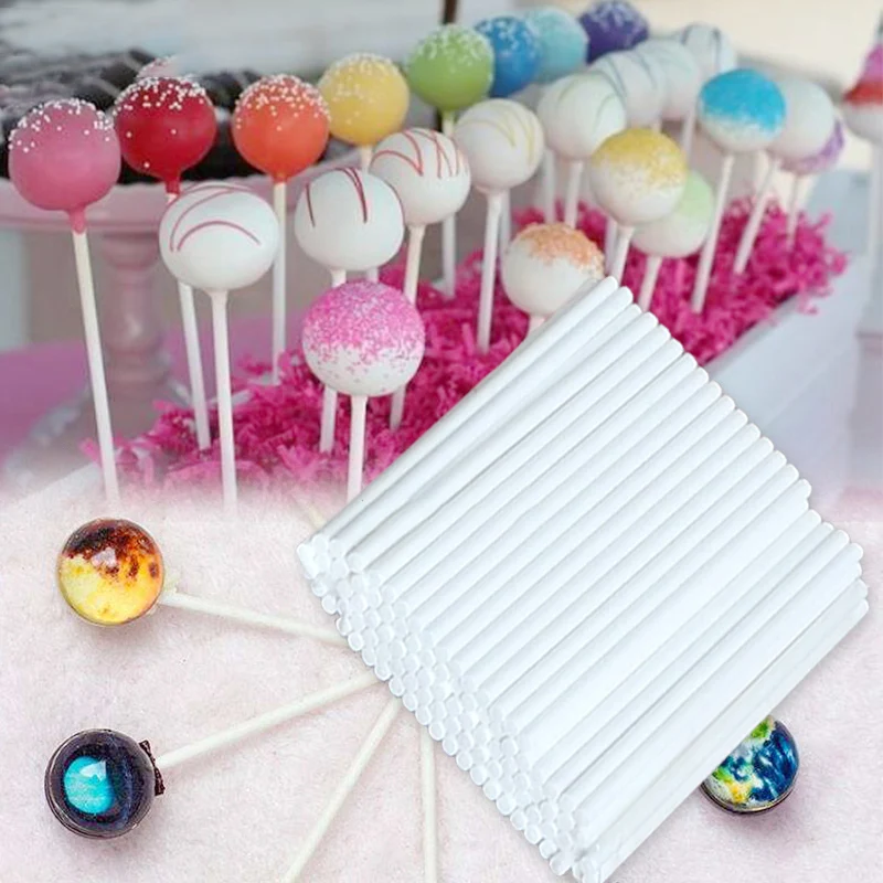 Lollies cake pops 4.5 "blanc en plastique creux Lollipop bâtons bonbons artisanat