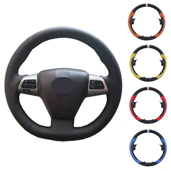 

Black Artificial Leather Car Steering Wheel Cover Hand-stitched DIY for Toyota Corolla 2011 2012 2013 RAV4 2011 2012