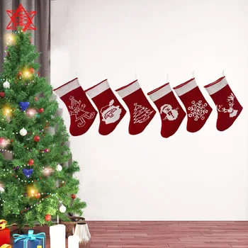 

6pcs/set Christmas Ornaments Family Christmas Socks Gift Bag Knitted Christmas Socks Home Decor Christmas Gift Decorations