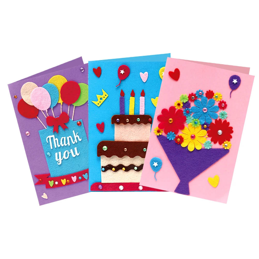 us $4.55 24% off|3 pcs card making kit creative cloth handmade greeting  card kit art crafts card diy material for children kids teens|cards &