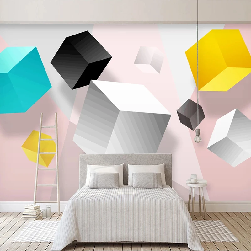 

Custom Mural Wallpaper For Walls 3D Stereoscopic Abstract Squares Geometric Modern Living Room TV Background Photo Wall Painting