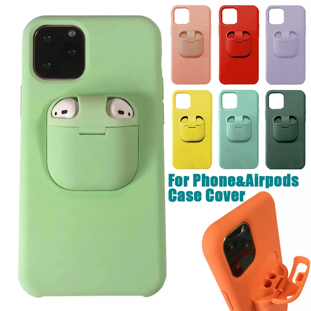 Ударопрочный чехол для телефона iPhone 11 Pro Max XR X 8 AirPods 2 1 с жидким силиконовым