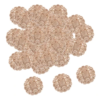 

40Pcs Round Corner Onlay Decoration European Style Wood Carved Furniture Applique Unpainted Furniture for Home Door Cabinet