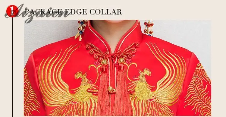 Новый китайский Cheongsam красный Qipao невесты свадебное платье для женщин феникс вышивка традиционный вечернее Женская мода узор