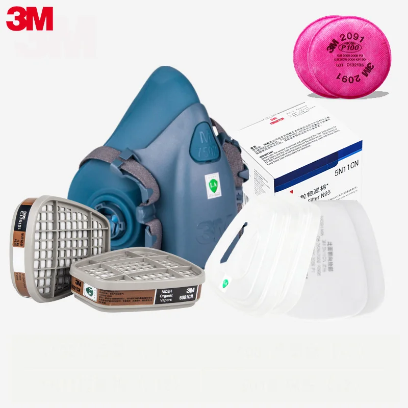 

17 in 1 Suit 3M 7502 Gas Mask Silica Gel Dust-proof Spray-proof Paint Formaldehyde Organic Vapor Haze Dust Gas-proof Mask