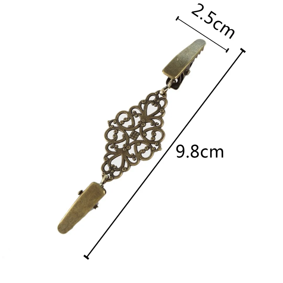 Vintage Bronze/Silver Hollow Flower Women Brooch Elegant Cute Butterfly Shape Sweater Cardigan Shirt Collar Clip Clothes Pins