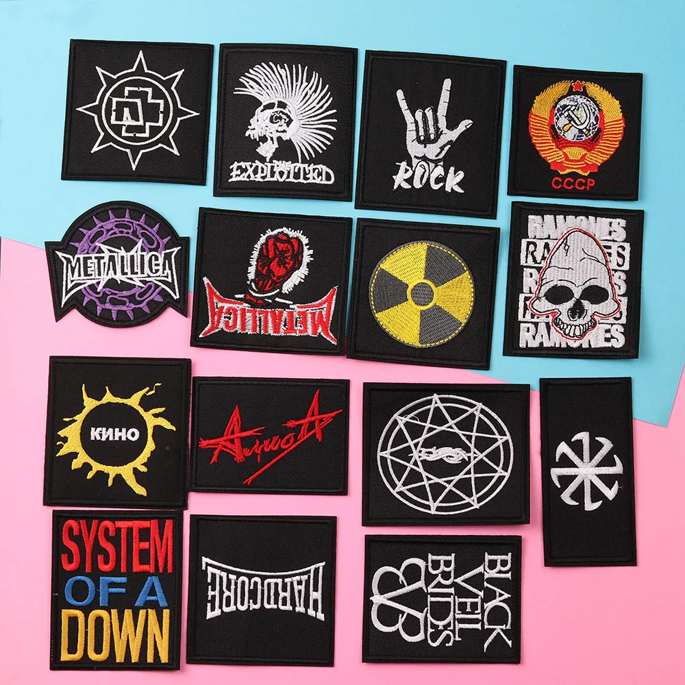 Band Punk patches DIY Embroidery patches Punk Music patches Applique iron  on patches for clothing Decorative Badges Patches