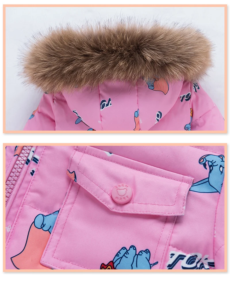 IYEAL/зимние теплые комплекты детской одежды парка с натуральным мехом для маленьких девочек детский лыжный костюм Детский пуховик+ комбинезон