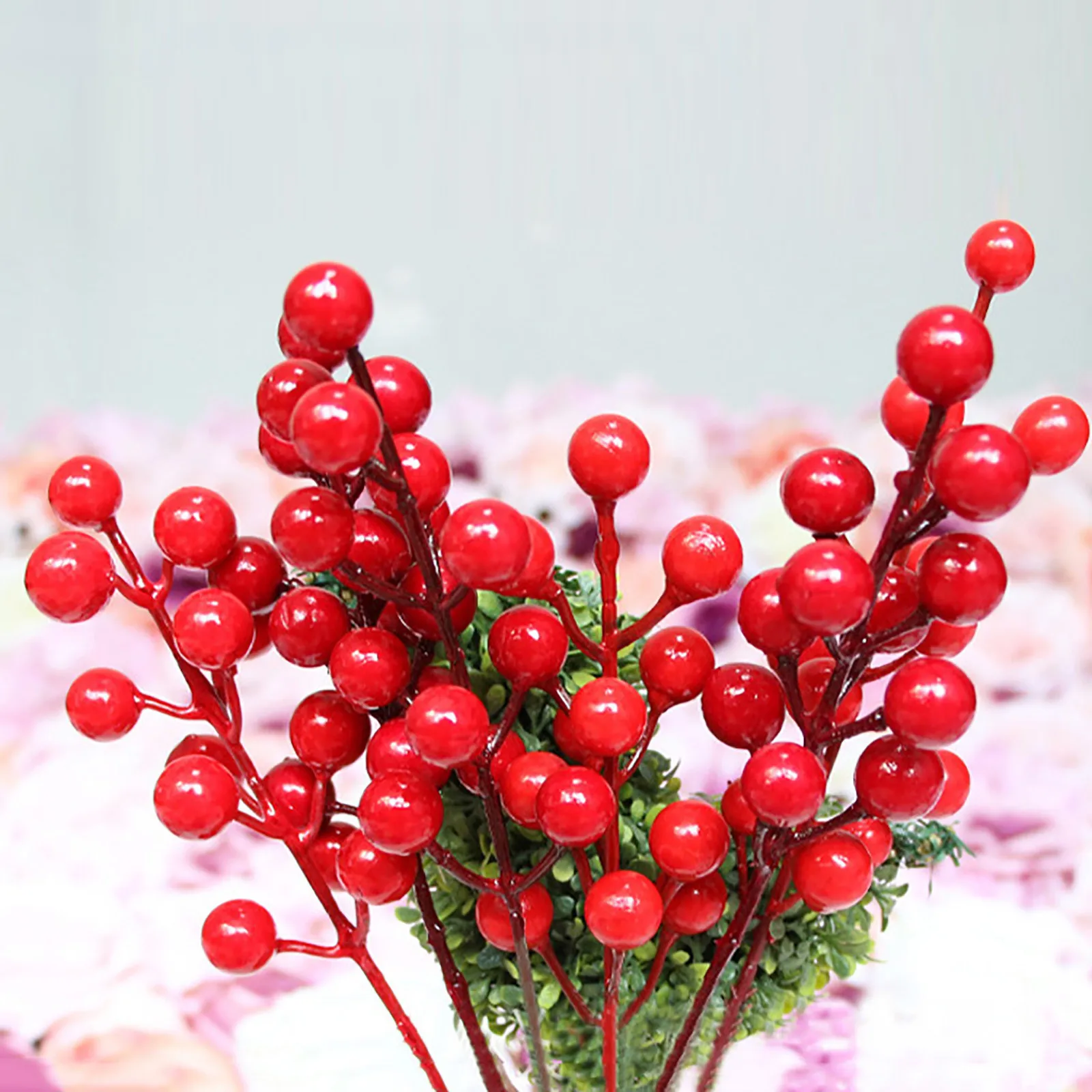 Artificial Holly Berries Flower Stamen Home Hotel Wedding Christmas Decorations 