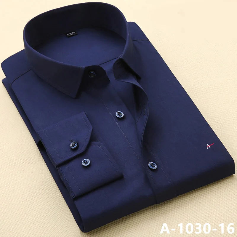Мужская Повседневная деловая рубашка с длинными рукавами, хлопковая приталенная рубашка 8XL размера плюс, мужская одежда s - Цвет: S4