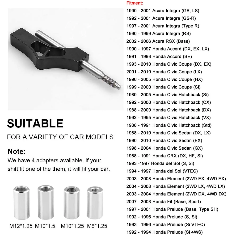 Черный регулируемый короткий удлинитель сдвига рукоятка механизма переключения с адаптерами для Honda Accord ACURA Integra Civic FD2 type-R