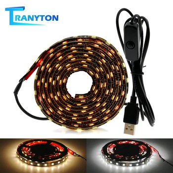 

USB LED Strip 5050 TV Background Lighting DC 5V 50cm / 1m / 2m 60LEDs/m Warm White / White USB Cable With Switch