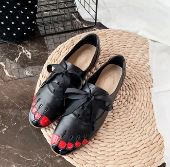 

Women Flat Shoes Genuine Leather Loafers for Woman Sneakers Fringe Toe Female Oxfords Ladies Single Shoes 2019 Flats Shoes Woman