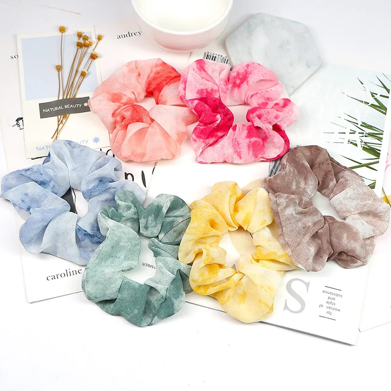 

Fashion Gradient Color Hair Rope Cute Chiffon Fabric Elastic Hair Bands for Women Accessories Tie Ponytail Holder Headwear Tiara