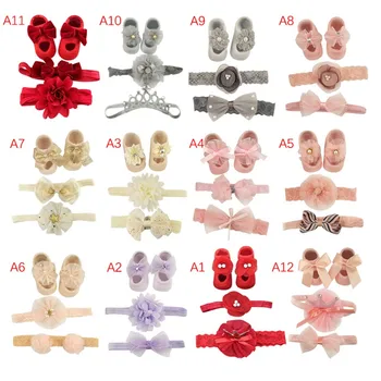 

Newborn Baby Girls Headband Bow Flowers Cloth Hair Bands Hair Accessories Socks Gift Boxes Suits 3PCS/Set
