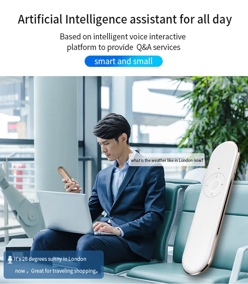 Портативный Умный голосовой переводчик двусторонний в режиме реального времени 40 многоязычный перевод для обучения путешествий бизнес-встречи