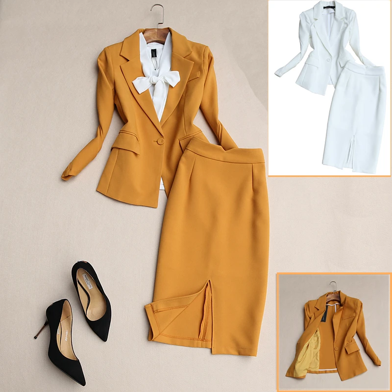 

Large size autumn new women's professional suit female Korean version of the small suit jacket high waist skirt suit two-piece