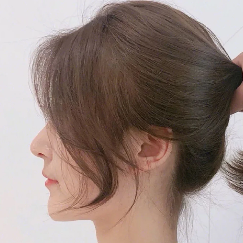 Salonchat clipe longo na parte dianteira do cabelo estrondo lado franja extensão do cabelo real natural 3d remy cabelo humano franja grampo no cabelo parte