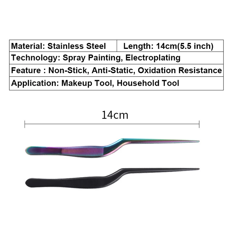 Long Holding Shaped Rainbow Tweezers Ear Tweezers Bending Pick Otolaryngology Special Forceps Ear Makeup Tools Free Shipping