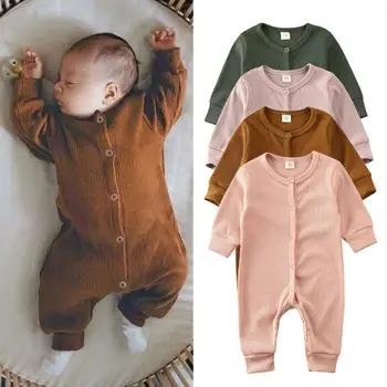 

Kids Baby Girl Boy Autumn Clothes Solid Knitted Romper Overall Outfits Baby Clothing